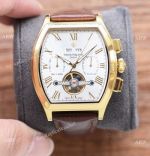 Clone Patek Philippe Geneve Perpetual Calendar Gold Tonneau watches 42mm